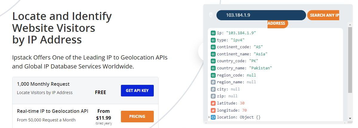 Ipstack GeoLocation API