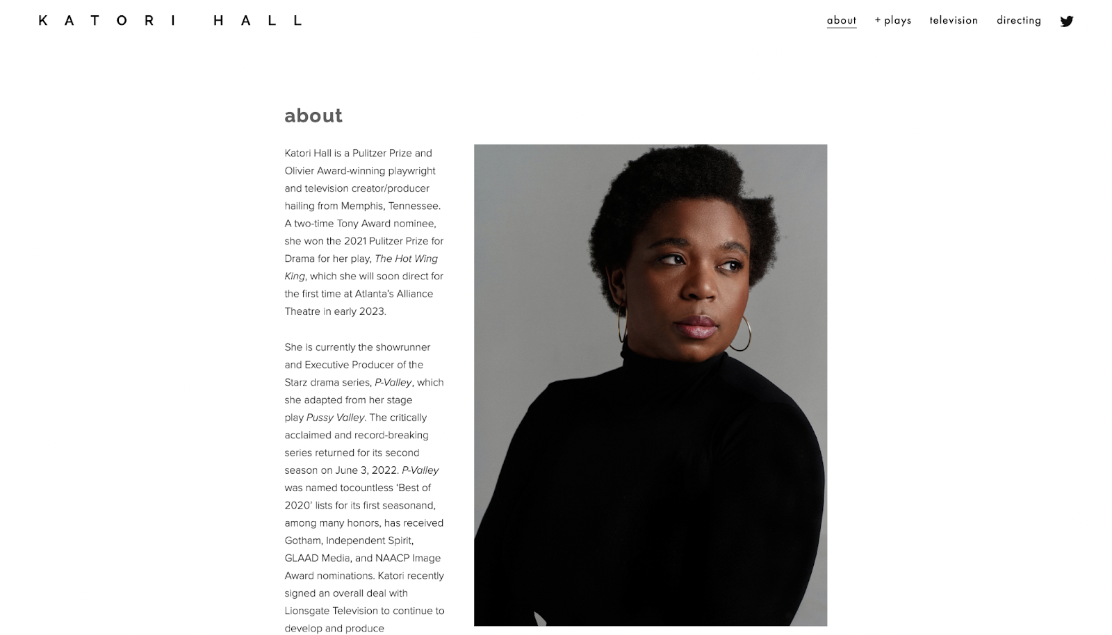 filmmaker website example, Katori Hall