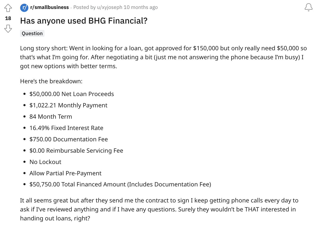 BHG Money Business Loan Requirements