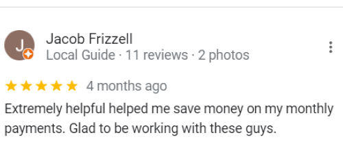 A glowing Debt Busters review from a customer who found the debt relief services “extremely helpful.” 
