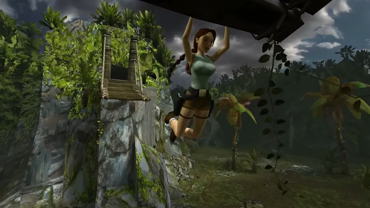 Lara Croft Grabbing Ledge in Tomb Raider 1-3 Remastered