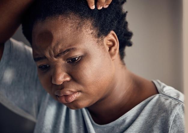 Premium Photo | Sad thinking and a black woman with depression in a house  with anxiety or a mental health idea home anxiety and an african girl or  person with vision of
