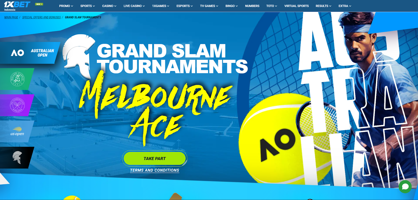 Promosi Turnamen Grand Slam untuk Taruhan Tenis dari 1xBet Indonesia