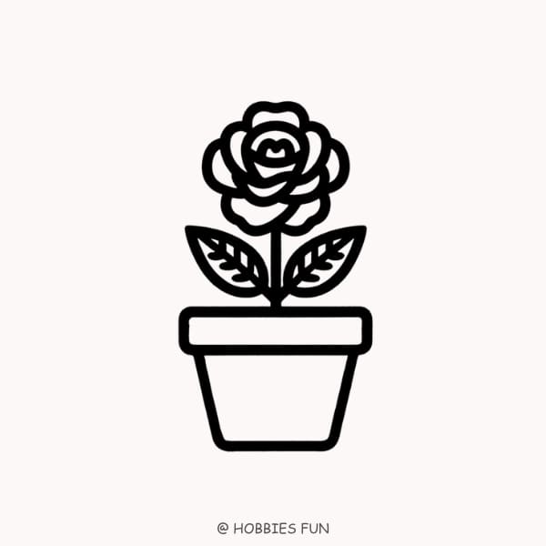 Easy Rose in Pot Drawing