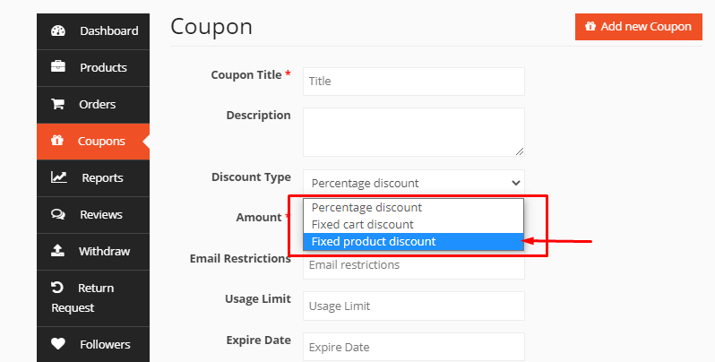 This image shows how to set Fixed Amount Discount