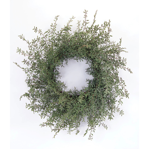 Artificial greenery wreath offered at American Country Home Store.