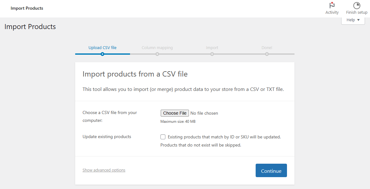 upload CSV