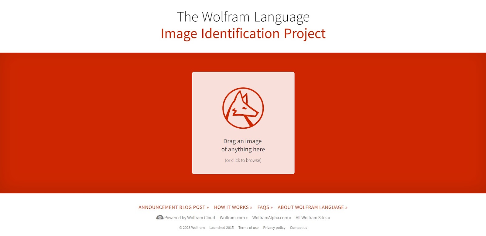 A screenshot of Image Identification Project's website