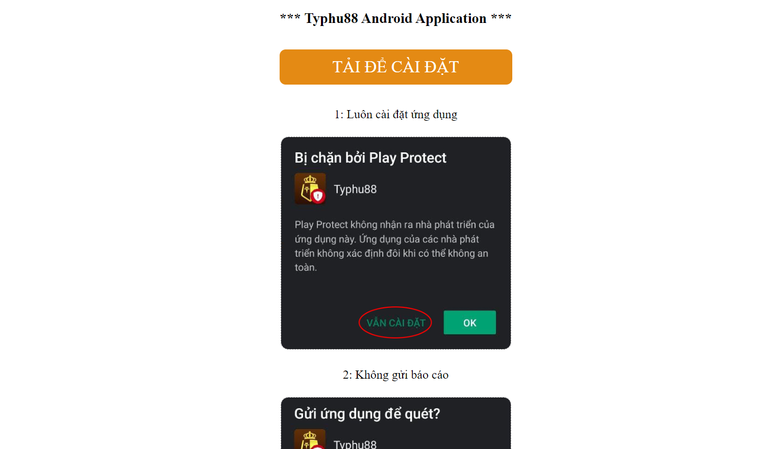 Cách tải app trên Typhu88 Android 