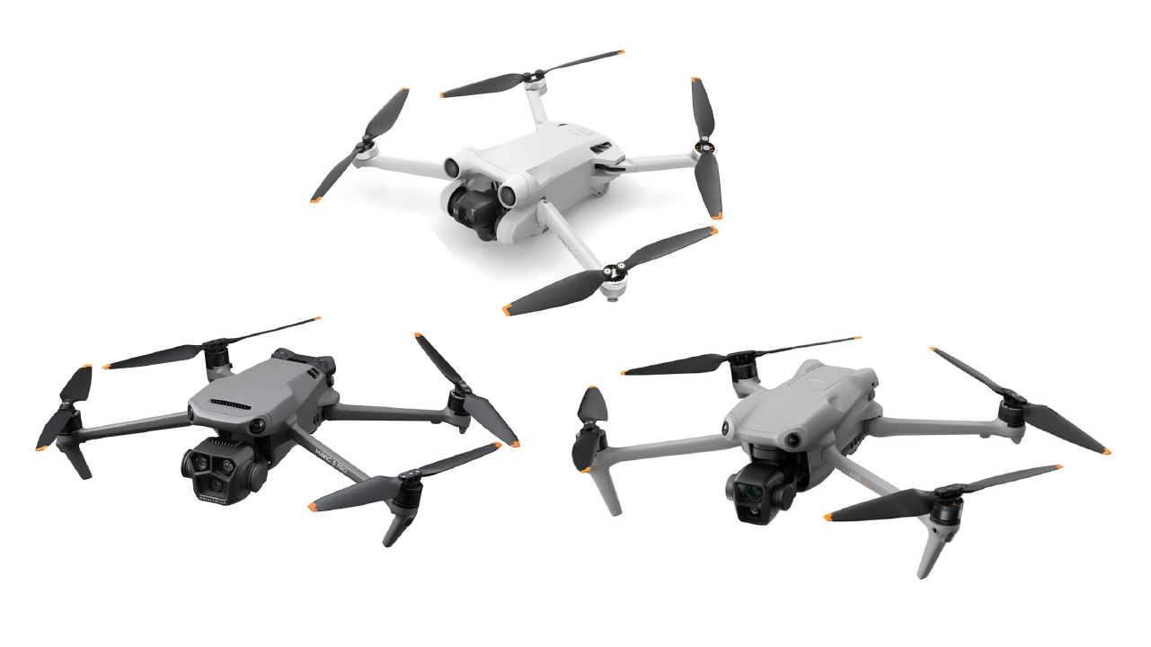 Three DJI drones that use Vision Assist: Mavic, Mini, Air.