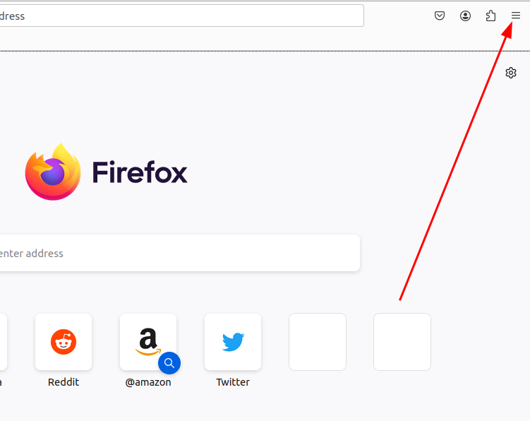 Clicking tthe hamgurger menu button on Firefox