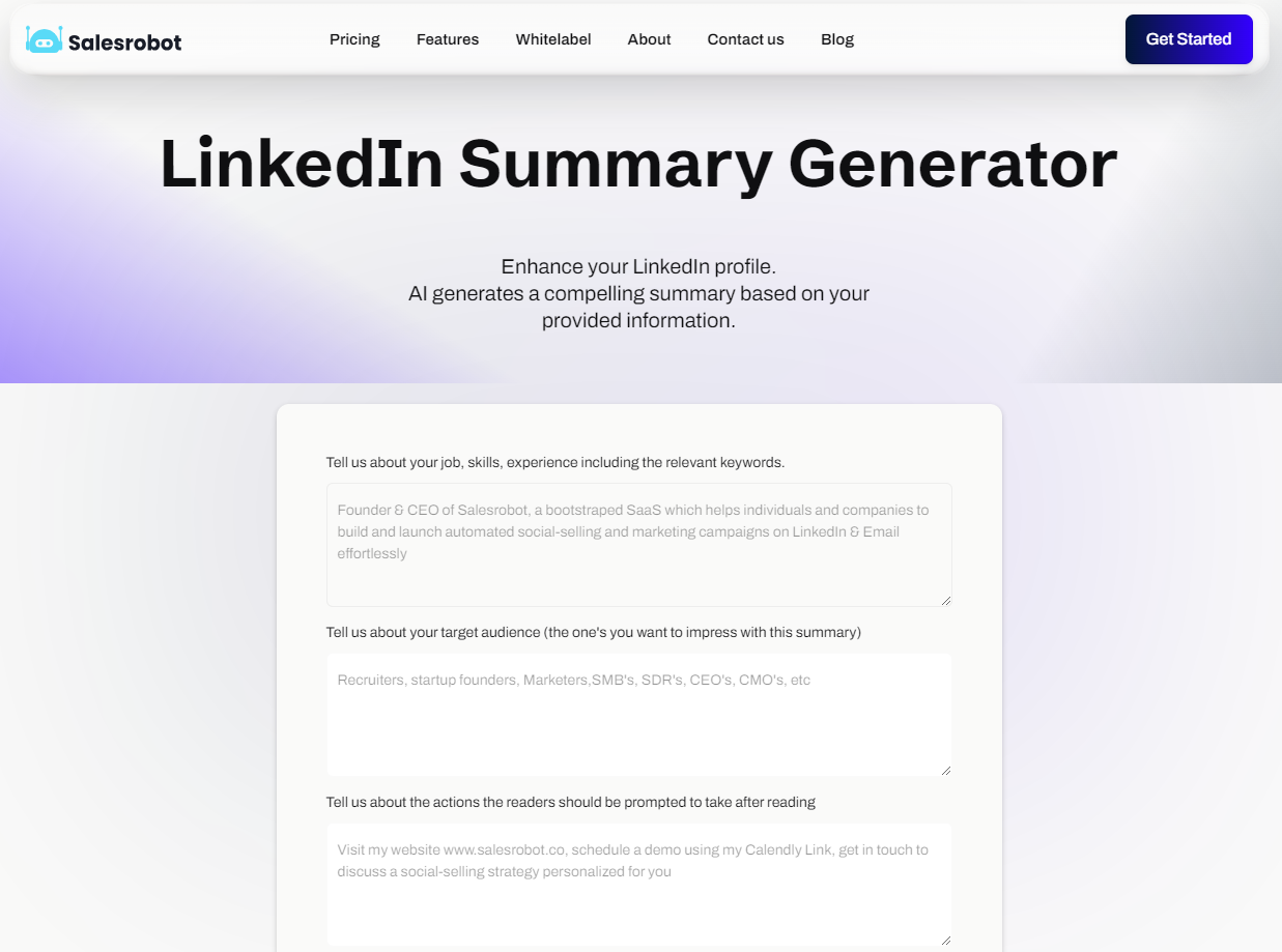 Sales Robot LinkedIn Summary Generator