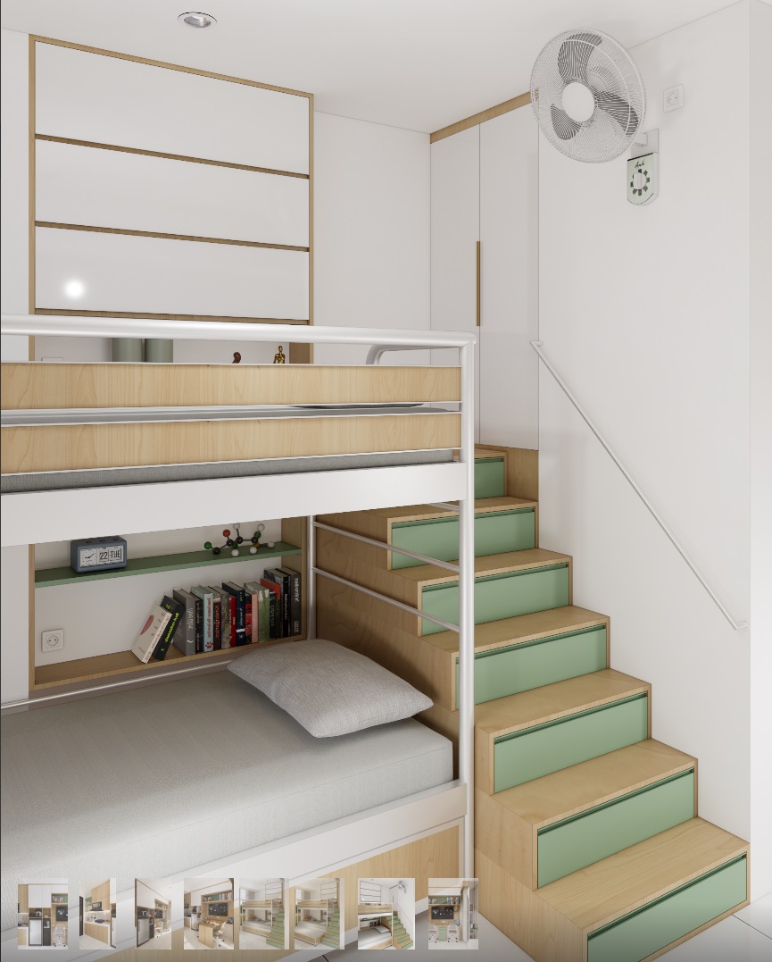 Tangga pada Interior Apartemen Minimalis Ibu PL 