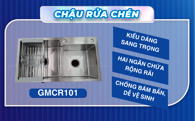 Bồn rửa chén đúc Inox 304 Gama GMCR101