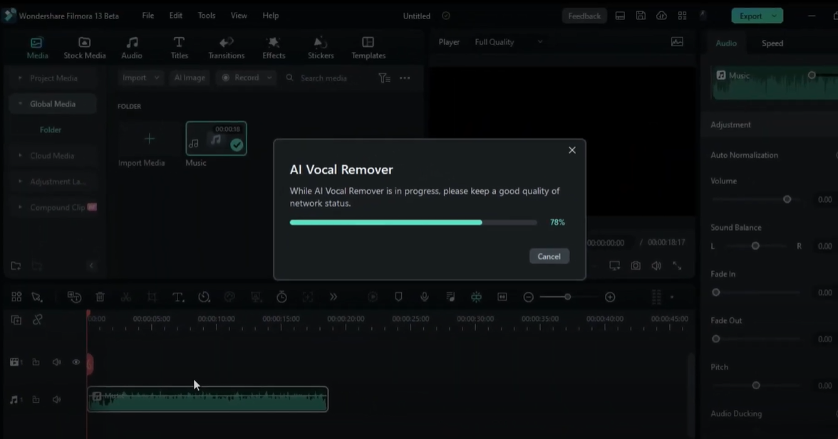 Wondershare Filmora ai vocal remover