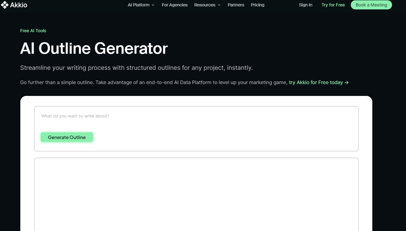 Akkio AI Outline Generator