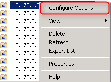 Найдите добавленное резервирование, нажмите на нем правой кнопкой мыши и выберите пункт "Configure Options...".