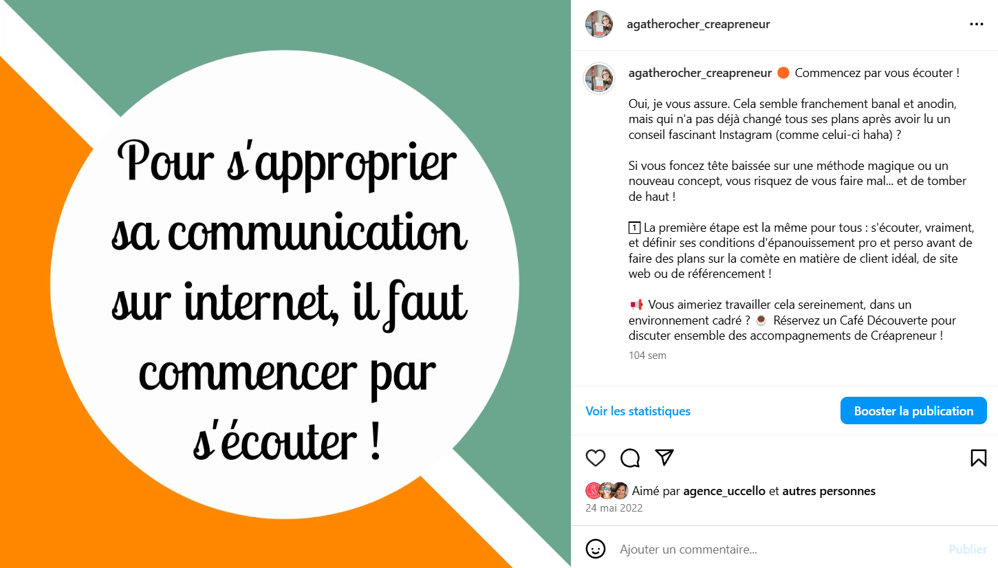 exemple de visuel de publication pour les bonnes pratiques Instagram 2024