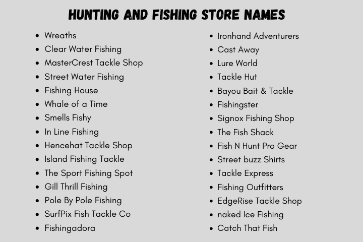 Hunting And Fishing Store Names