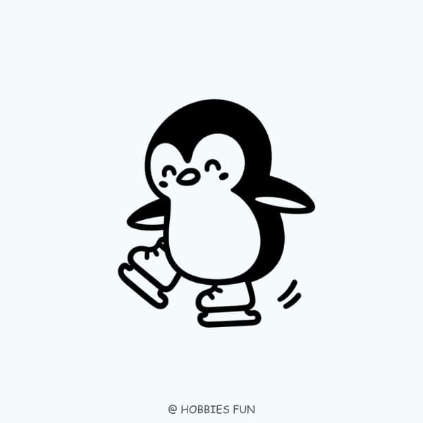 easy penguin to draw, Penguin Skating