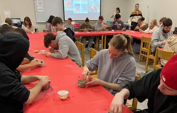 Students working on their pottery