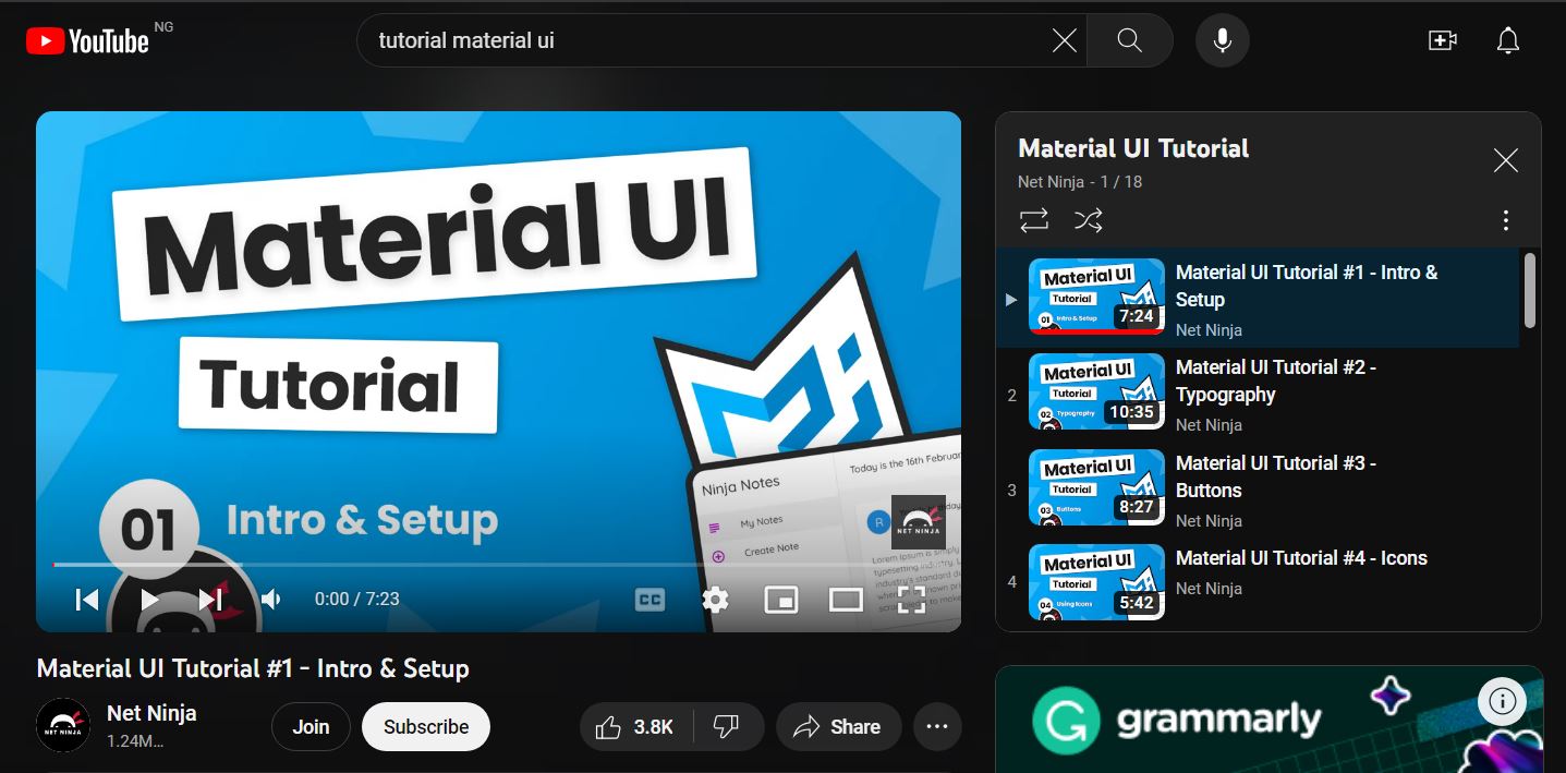 Material UI tutorial by Net Ninja 