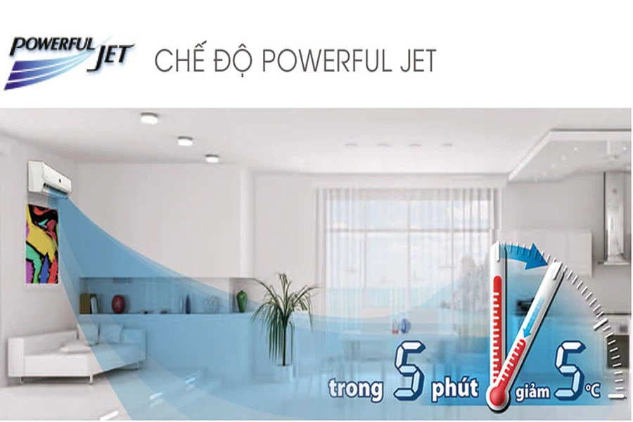 Chế độ Powerful Jet trên điều hòa Sharp