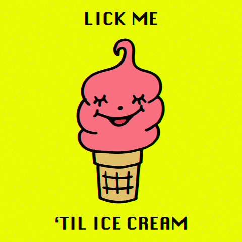 Cute Ice ceam Pun, 'Lick Me 'til Ice Cream' With Ice Cream Blinking Eyes