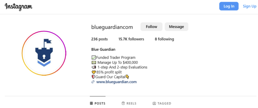 Blue Guardian reviews on IG