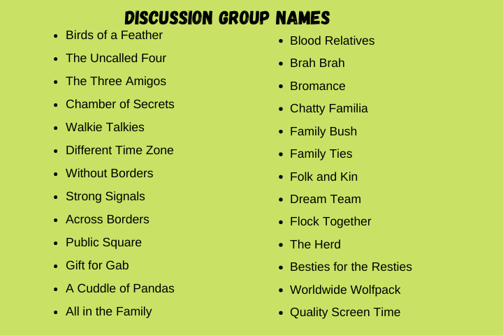Discussion Group Names
