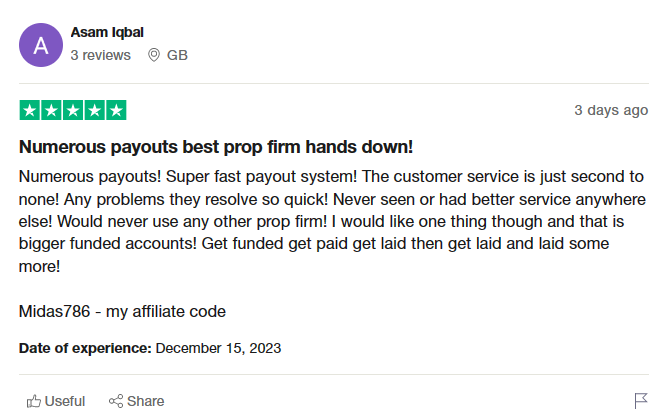 MyFundedFX reviews on Trustpilot 2