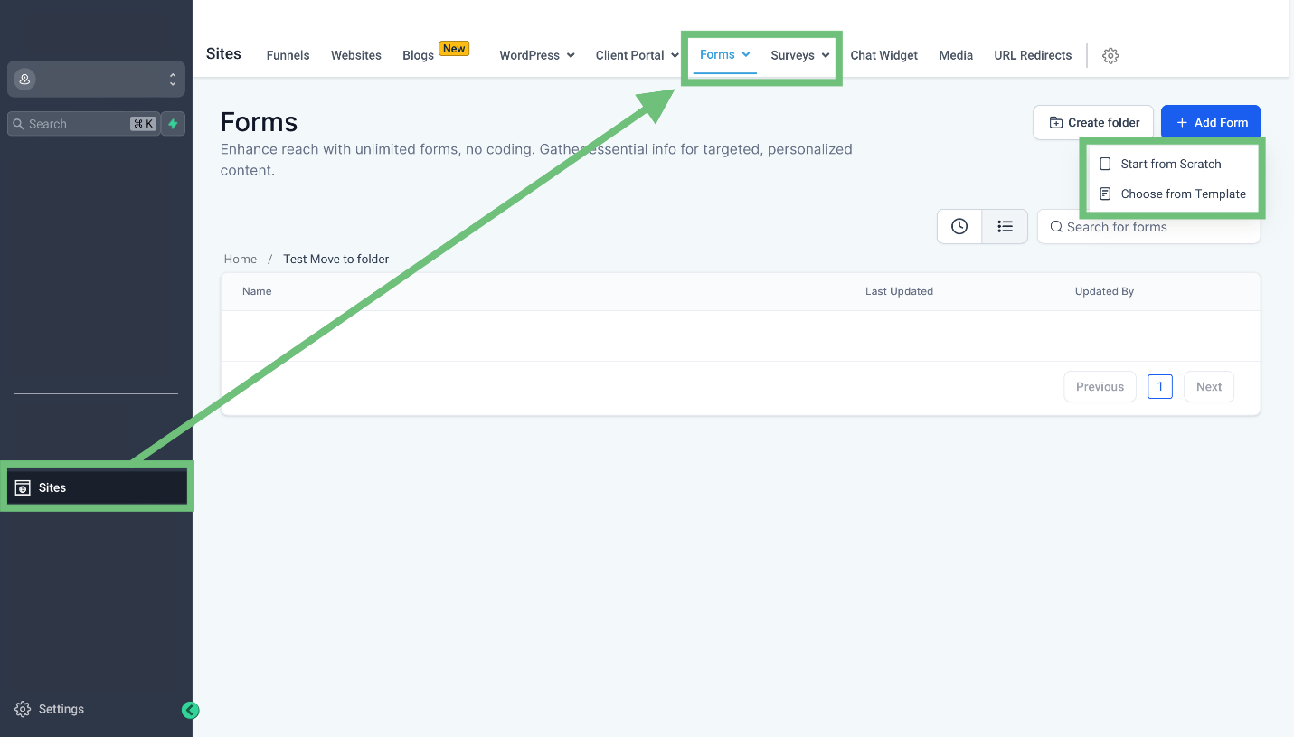 A green arrow pointing to a white box

Description automatically generated