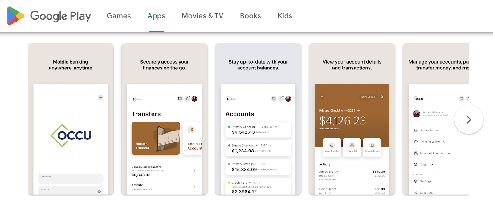 OCCU mobile app