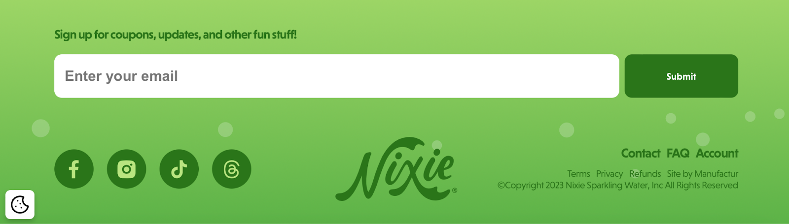 website footer examples; Nixie