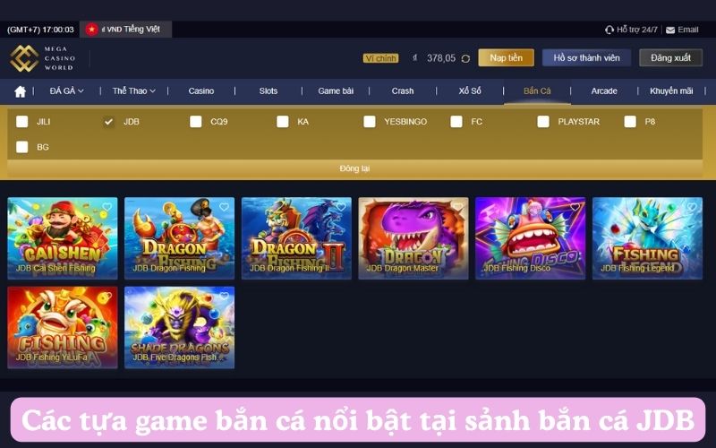 Các tựa game bắn cá nổi bật tại sảnh bắn cá JDB