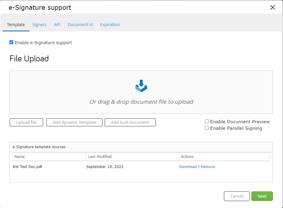 eSignature Support Template