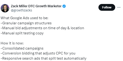 Tweet about Google’s responsive search ads 