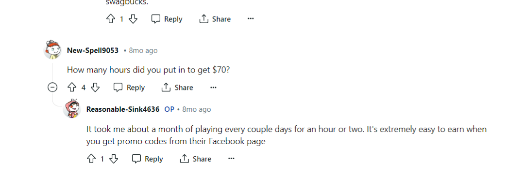 A Reddit thread where a Scrambly user says they made $70 in about a month playing a few hours a week. 