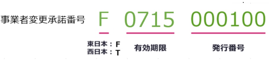 事業者変更承諾番号　サンプル