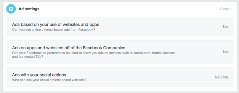 Facebook ad settings
