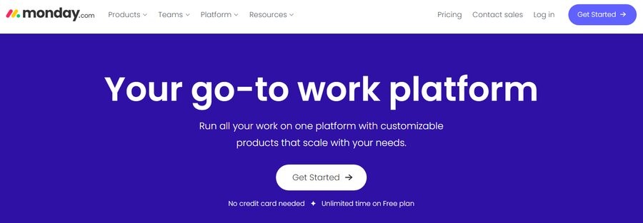 Monday.com home page, best saas companies to work for