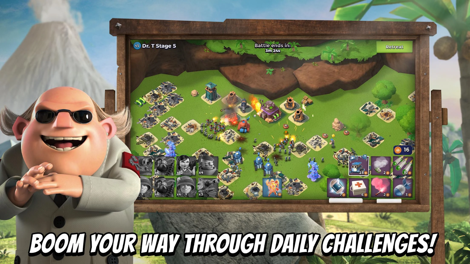 Play daily challenges in boom beach