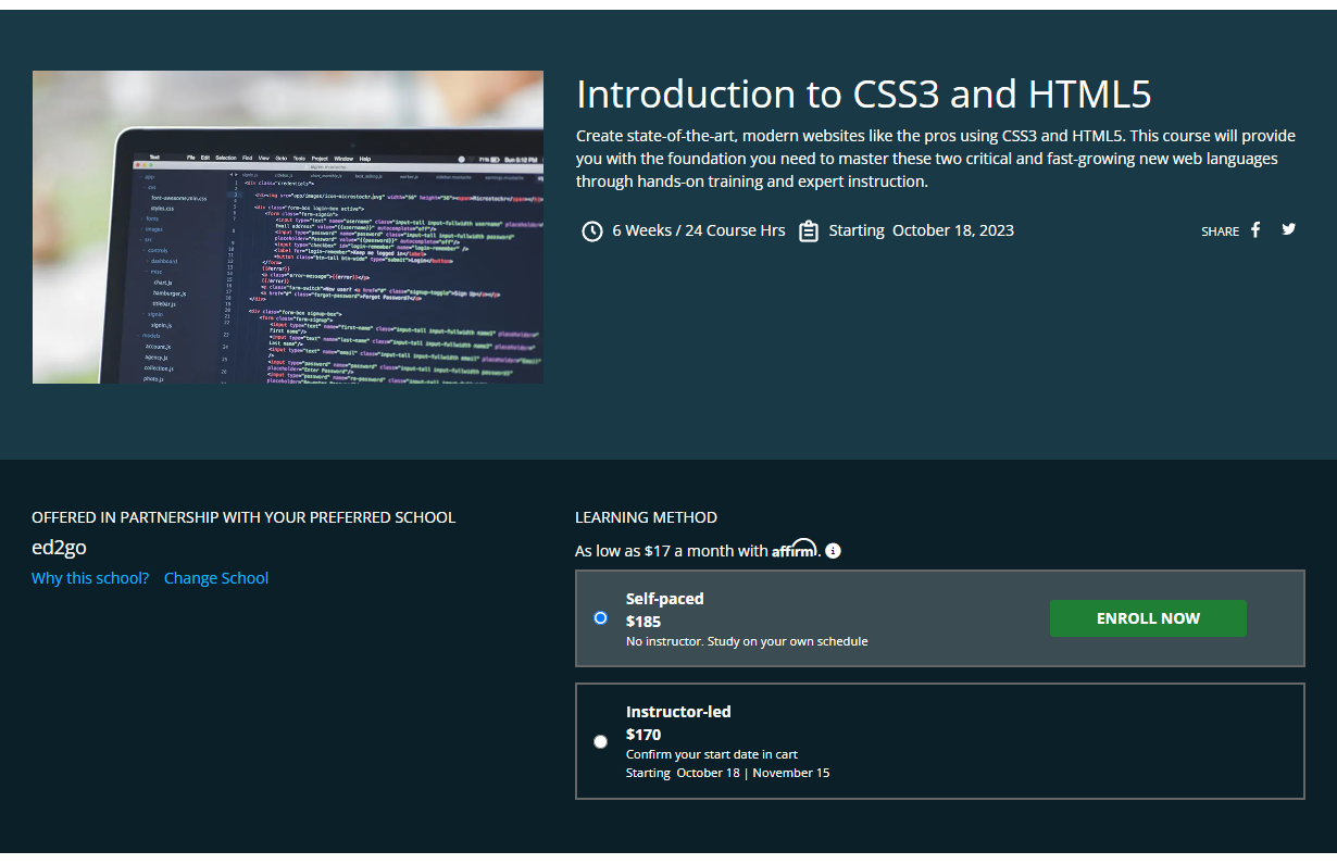 HTML certification, Introduction to CSS3 and HTML5 CourseIMG Name: ed2go