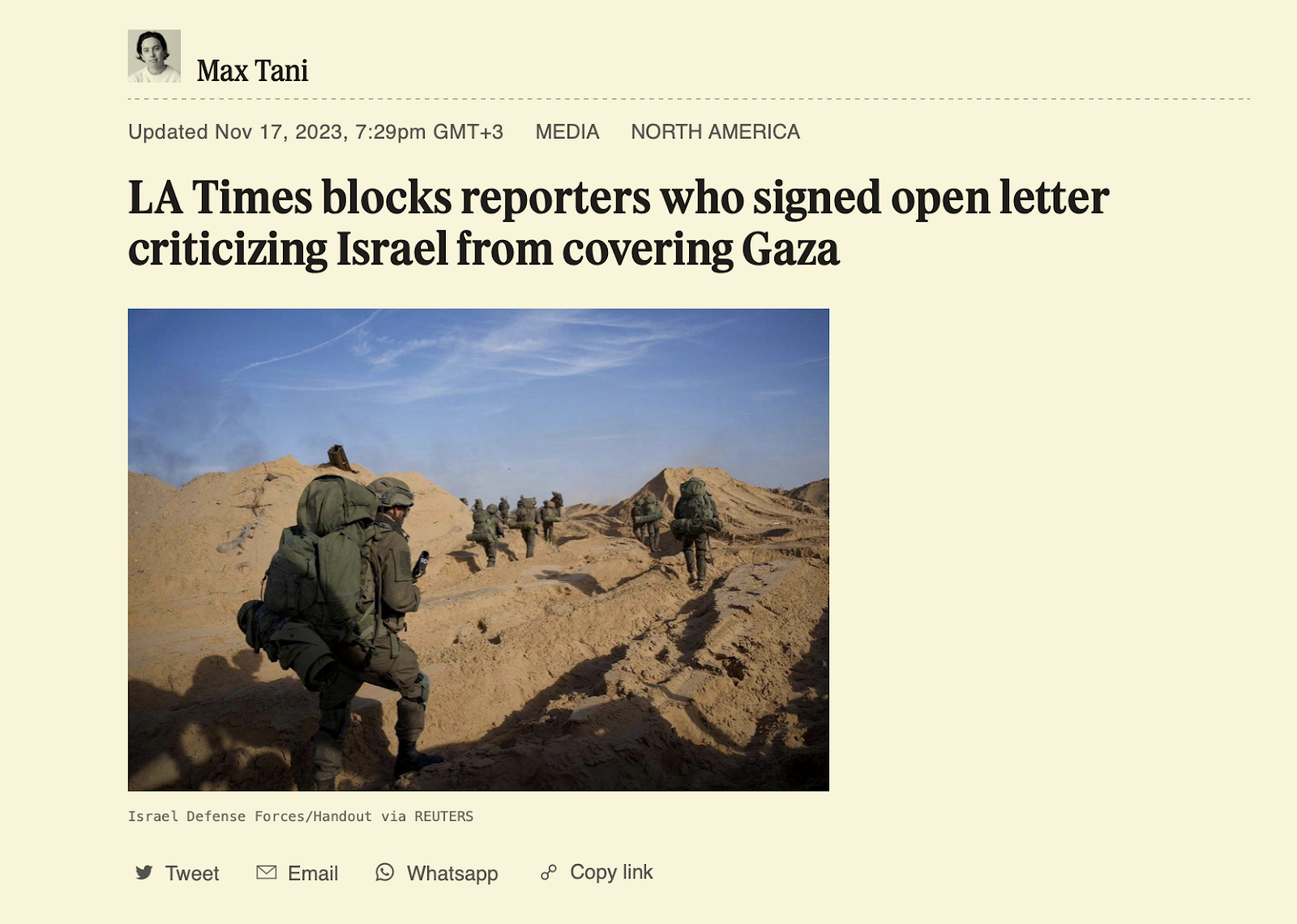 لوس آنجلس تايمز تمنع صحفييها الداعمين لفلسطين من تغطية الأحداث في غزة - سيمافور