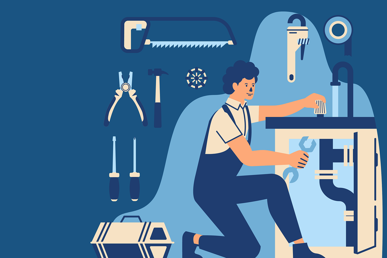Free plumber man repair illustration