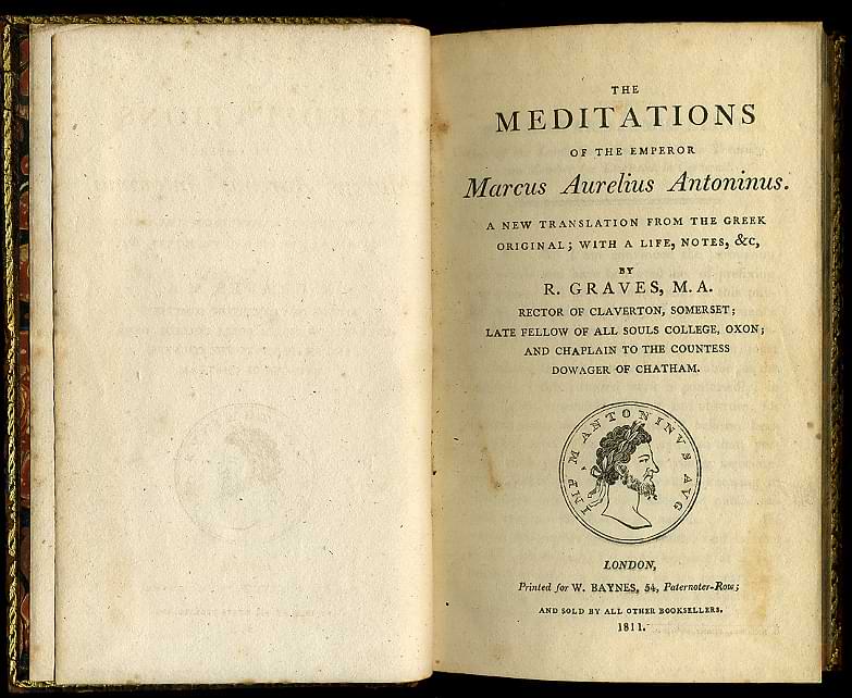 Title page of an 1811 edition of Meditations by Marcus Aurelius Antoninus, translated by R. Graves
