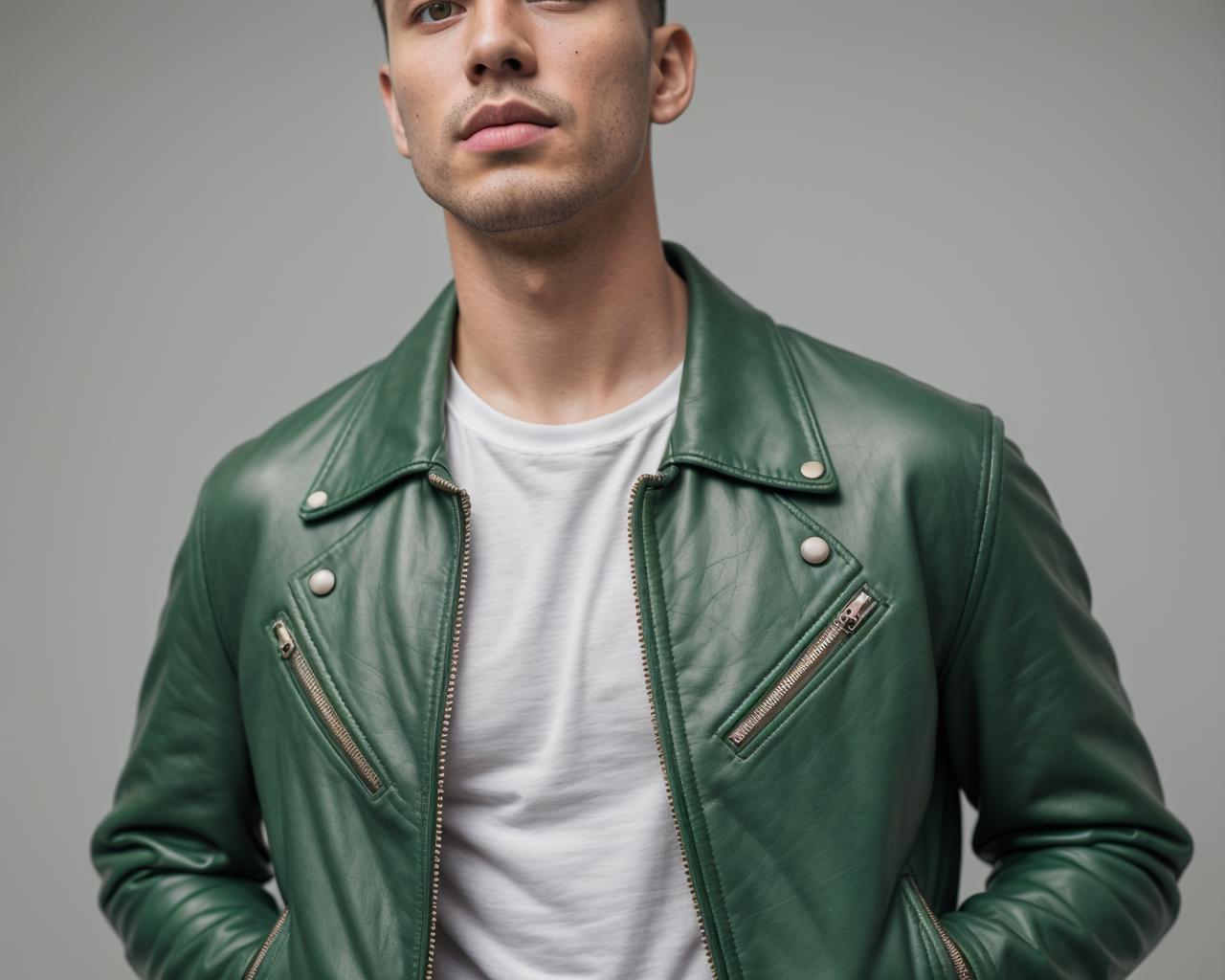 leather jacket mens green