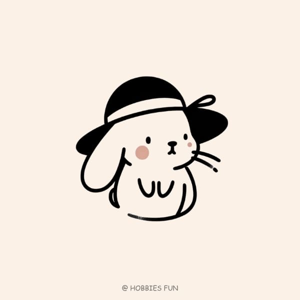 small bunny drawing, Bunny with Hat