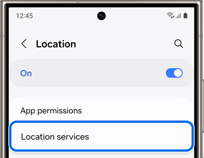 Location services highlighed in Settings