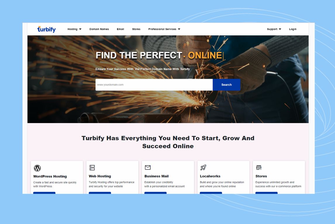 Image shows the landing page of Yahoo Small Business or Turbify
